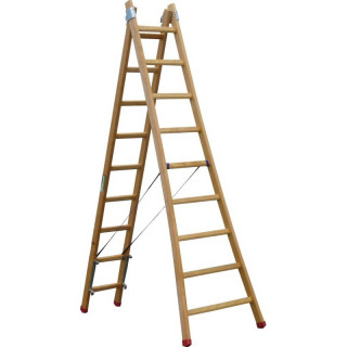 Echelle transformable 2 plans bois longueur pliée 250 cm -  longueur dépliée 406 cm