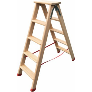 Echelle double marches plates bois 4 marches + tablette 