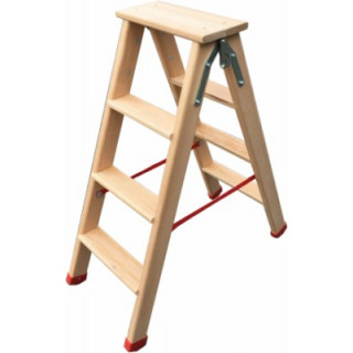 Echelle double marches plates bois 3 marches + tablette 