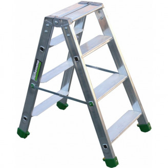 Echelle double marches plates aluminium 3 marches + tablette 