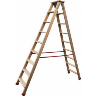 Echelle double marches plates bois 8 marches + tablette 